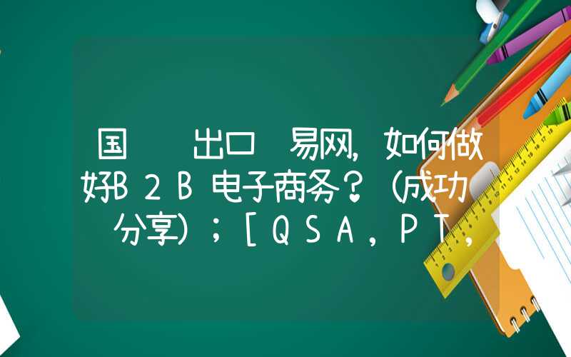 国际进出口贸易网，如何做好B2B电子商务？（成功经验分享）