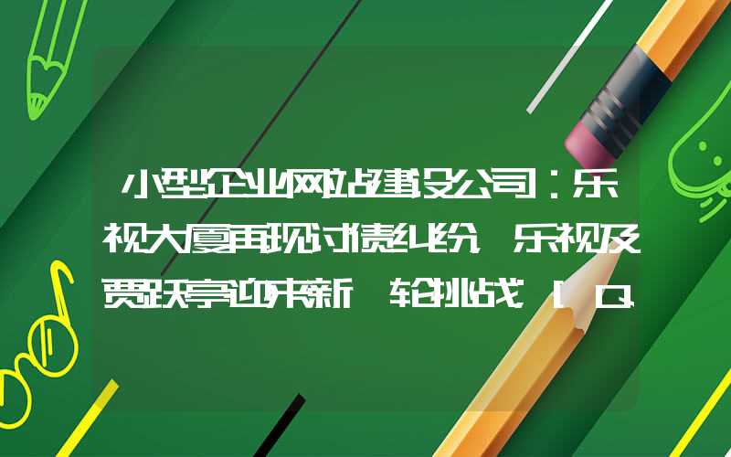 小型企业网站建设公司：乐视大厦再现讨债纠纷，乐视及贾跃亭迎来新一轮挑战