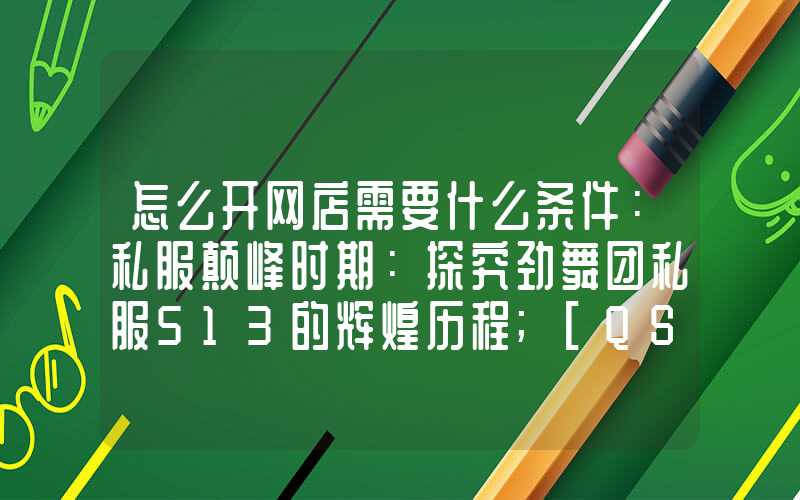 怎么开网店需要什么条件：私服颠峰时期：探究劲舞团私服513的辉煌历程