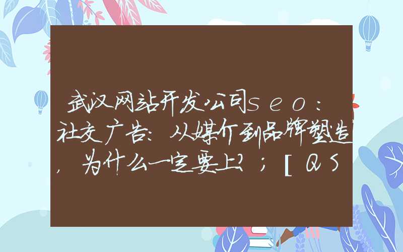 武汉网站开发公司seo：社交广告：从媒介到品牌塑造，为什么一定要上？