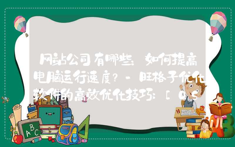 网站公司有哪些：如何提高电脑运行速度？-旺格子优化软件的高效优化技巧