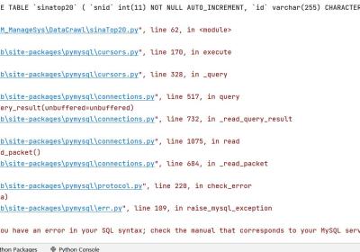 pymysql.err.ProgrammingError: (1064, “You have an error in your SQL syntax； check the manual that co