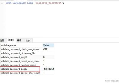 mysql Your password does not satisfy the current policy requirements