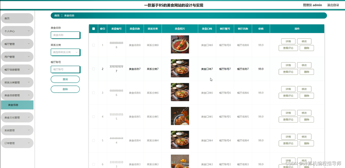 实战教程：如何使用Java+SpringBoot+Vue+MySQL构建一个成功的美食网站,美食信息,第6张