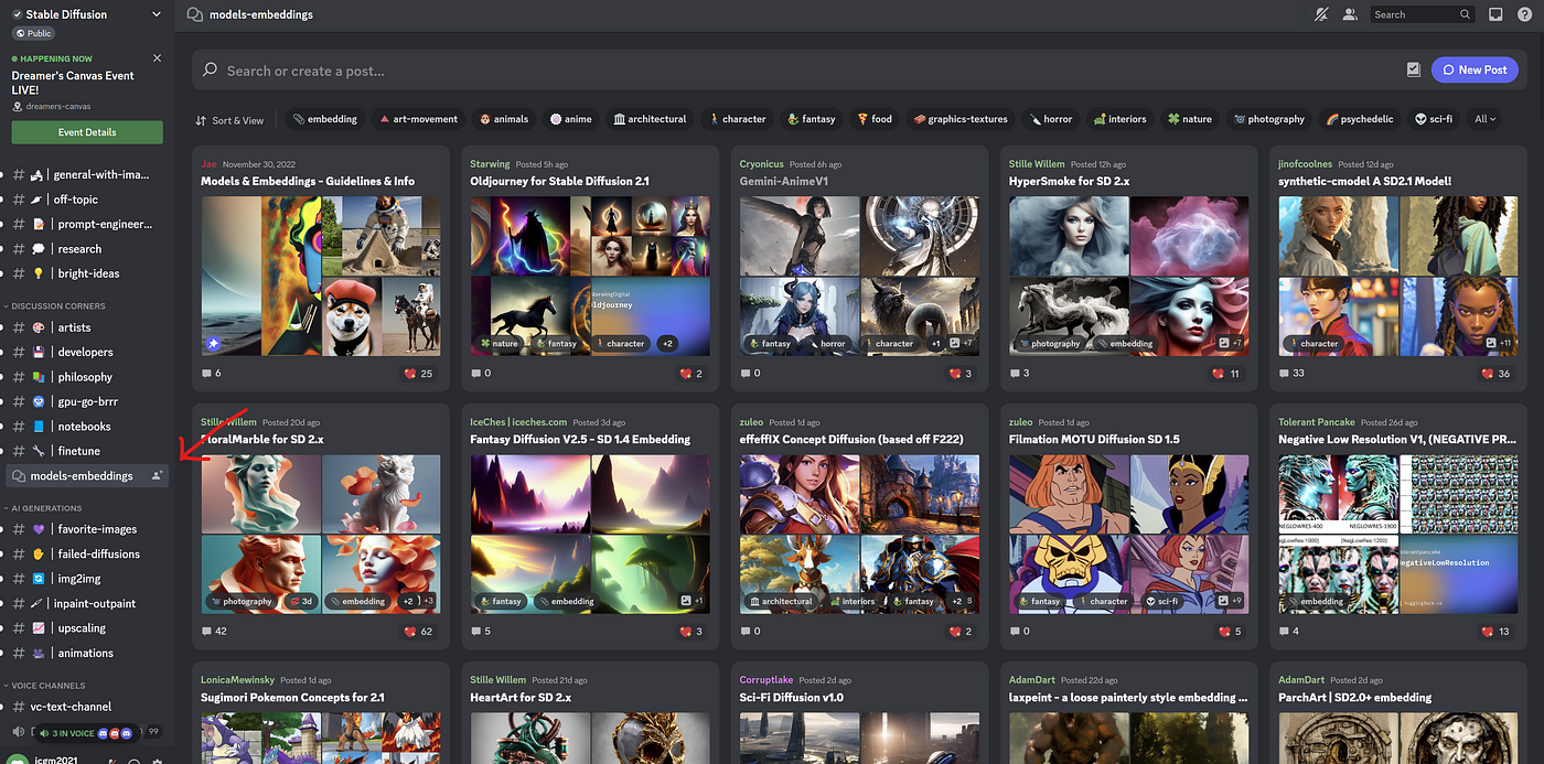 万字长文：Stable Diffusion 保姆级教程,Models-embeddings Discord channel Discord page for Stable Diffusion,第35张
