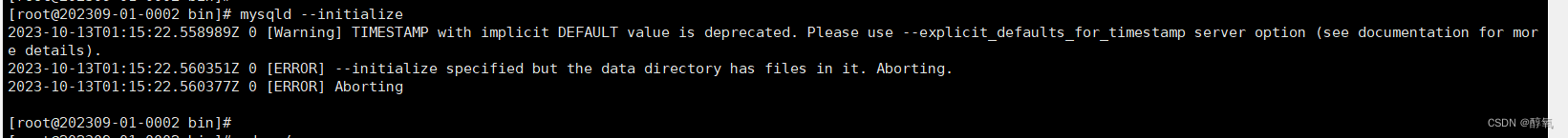 【mysql】[ERROR] --initialize specified but the data directory has files in it. Aborting.,第1张