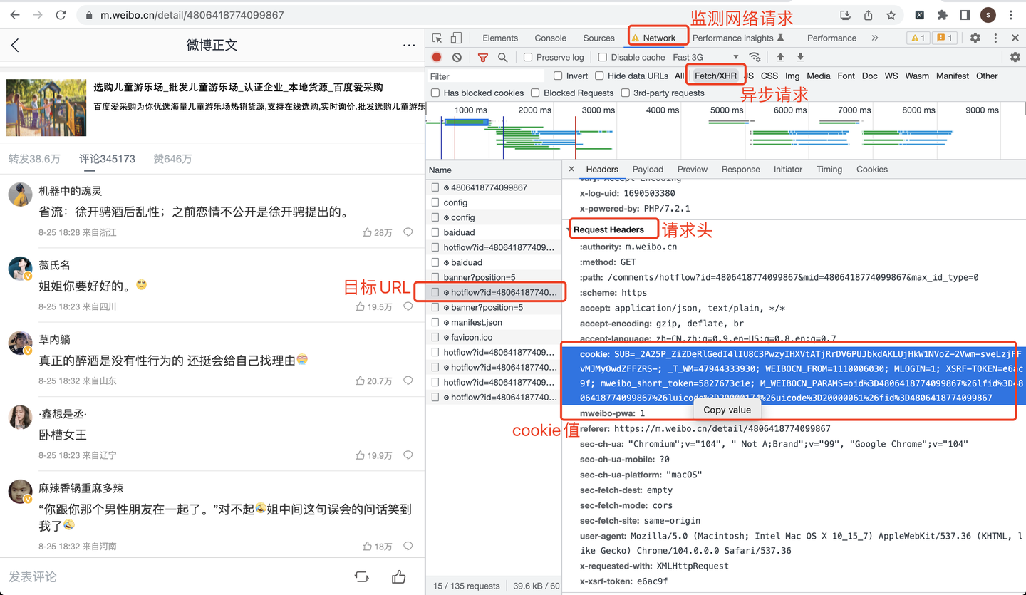 【2023微博评论爬虫】用python爬上千条微博评论，突破15页限制！,获取cookie,第3张