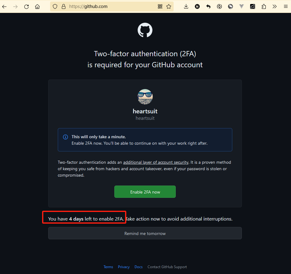 GitHub要求开启2FA，否则不让用了。,2023-10-05-2-Enable2FA.jpg,第2张