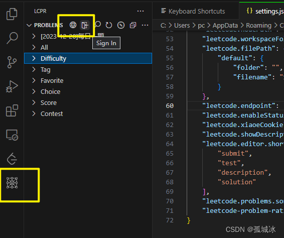 【VScode和Leecode的爱恨情仇】command ‘leetcode.signin‘ not found,在这里插入图片描述,第15张