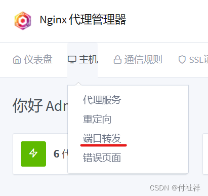 Nginx proxy manager通过端口转发绕过80,443端口封堵,点击主机--端口转发,第1张