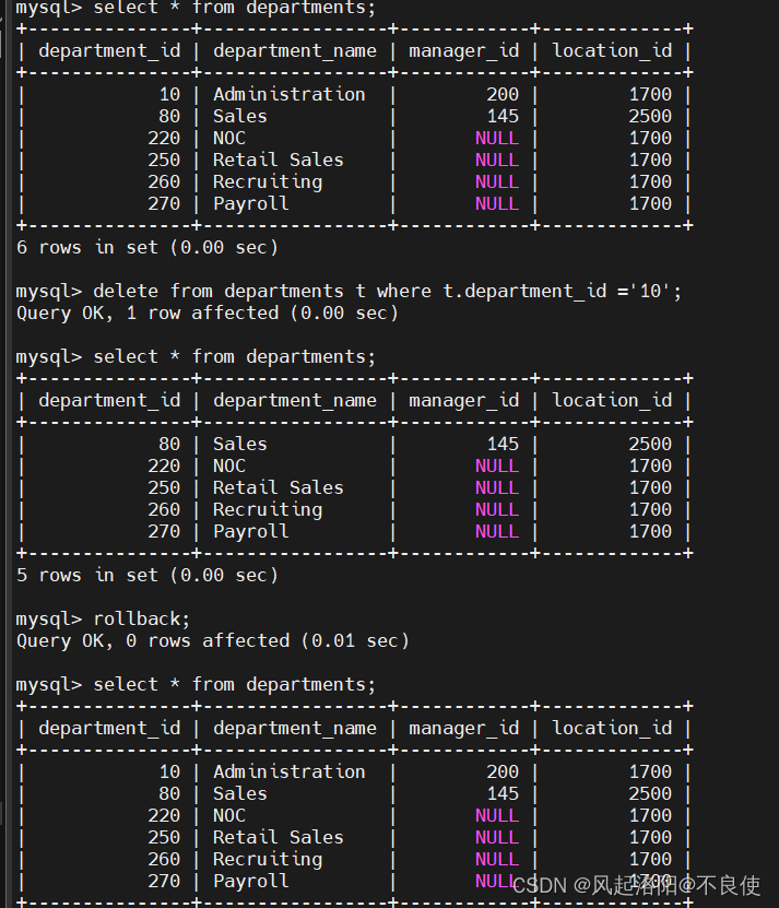 Mysql中默认自动事务autocommit关闭和开启方式、rollback回滚恢复数据的使用方法,在这里插入图片描述,第5张