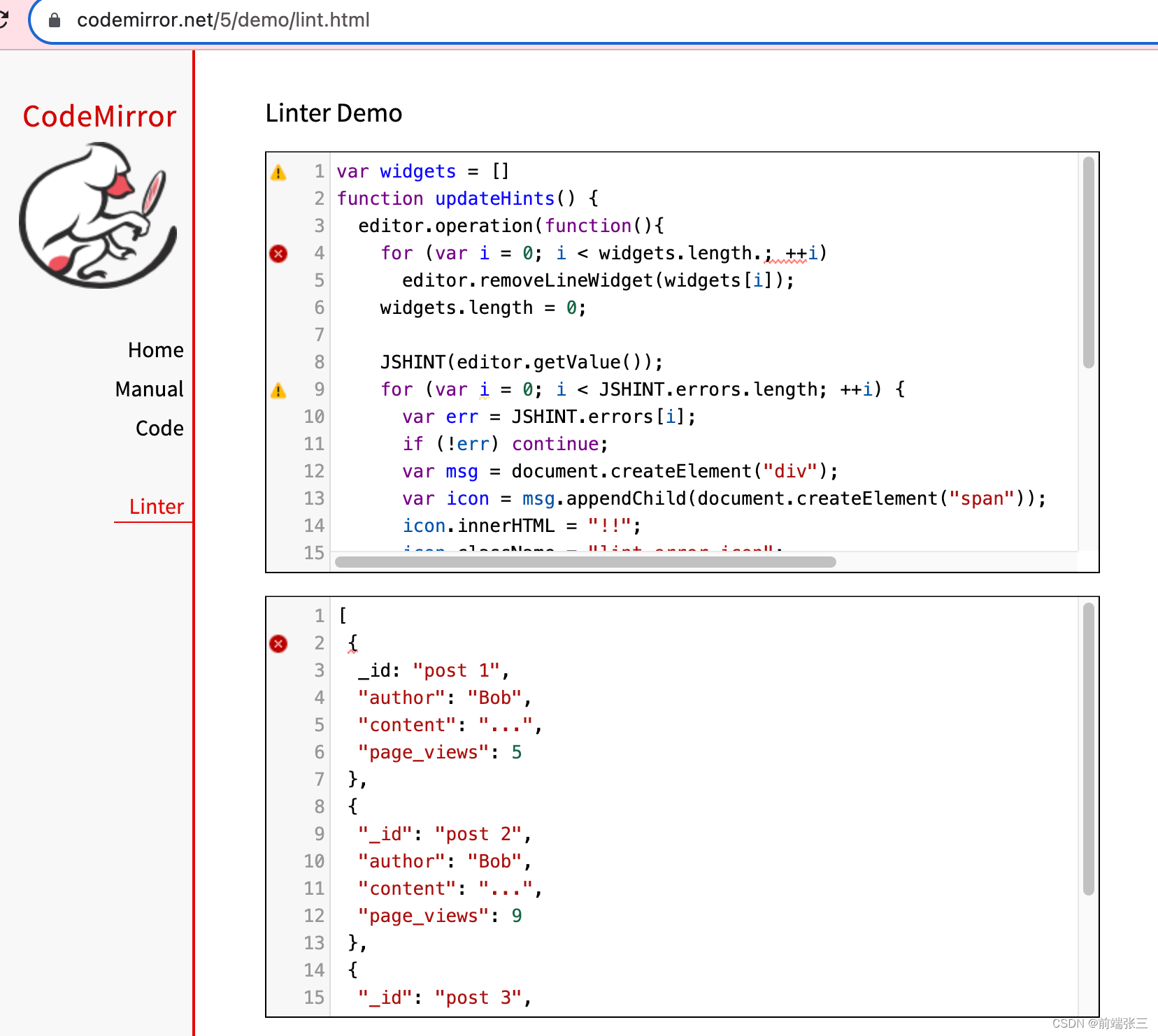 vue3 codemirror关于 sql 和 json格式化的使用以及深入了解codemirror 使用json格式化提示错误的关键代码。包含了json格式化没有效果和json格式化提示错误,在这里插入图片描述,第4张